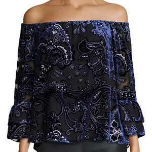Parker • Pyper Velvet Burnout Cold Shoulder Blouse